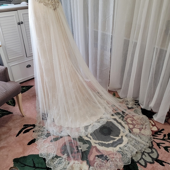 Justin Alexander Empire Waist Beaded English Net Cage Bridal Gown STYLE 8871 - Picture 10 of 14